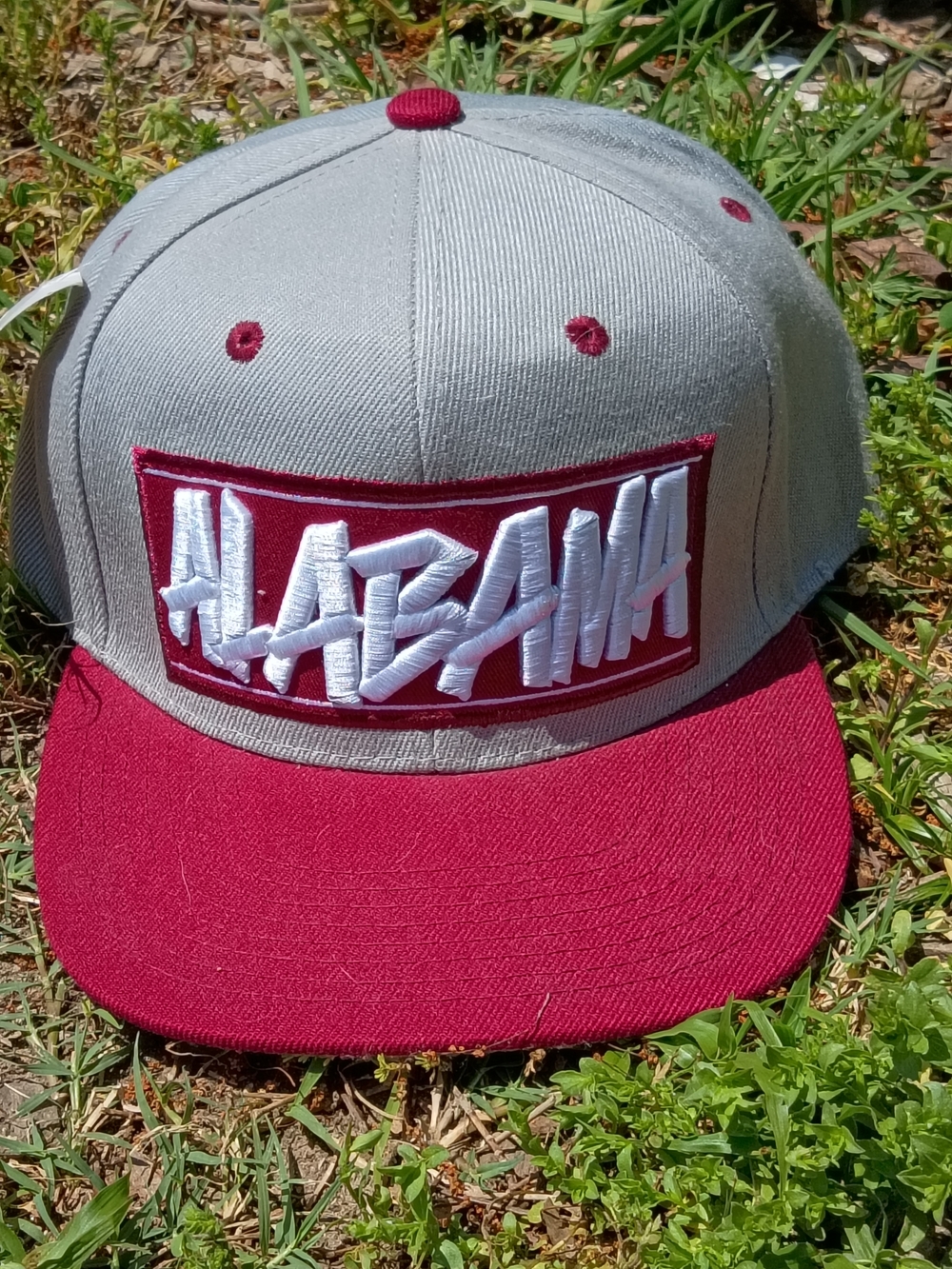 Alabama Gray and Maroon Snapback Hat with Embroidered